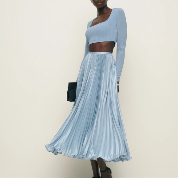 Reformation Bala Skirt in Mineral Blue size 2 NWT - Picture 4 of 12